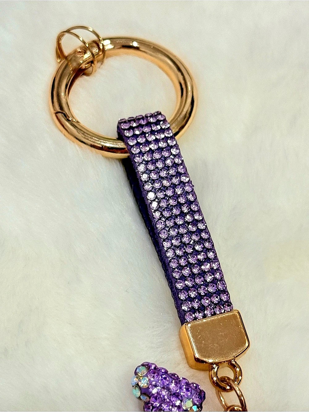 Purple L V Crystal Initial Keychain - Picture 17 of 17